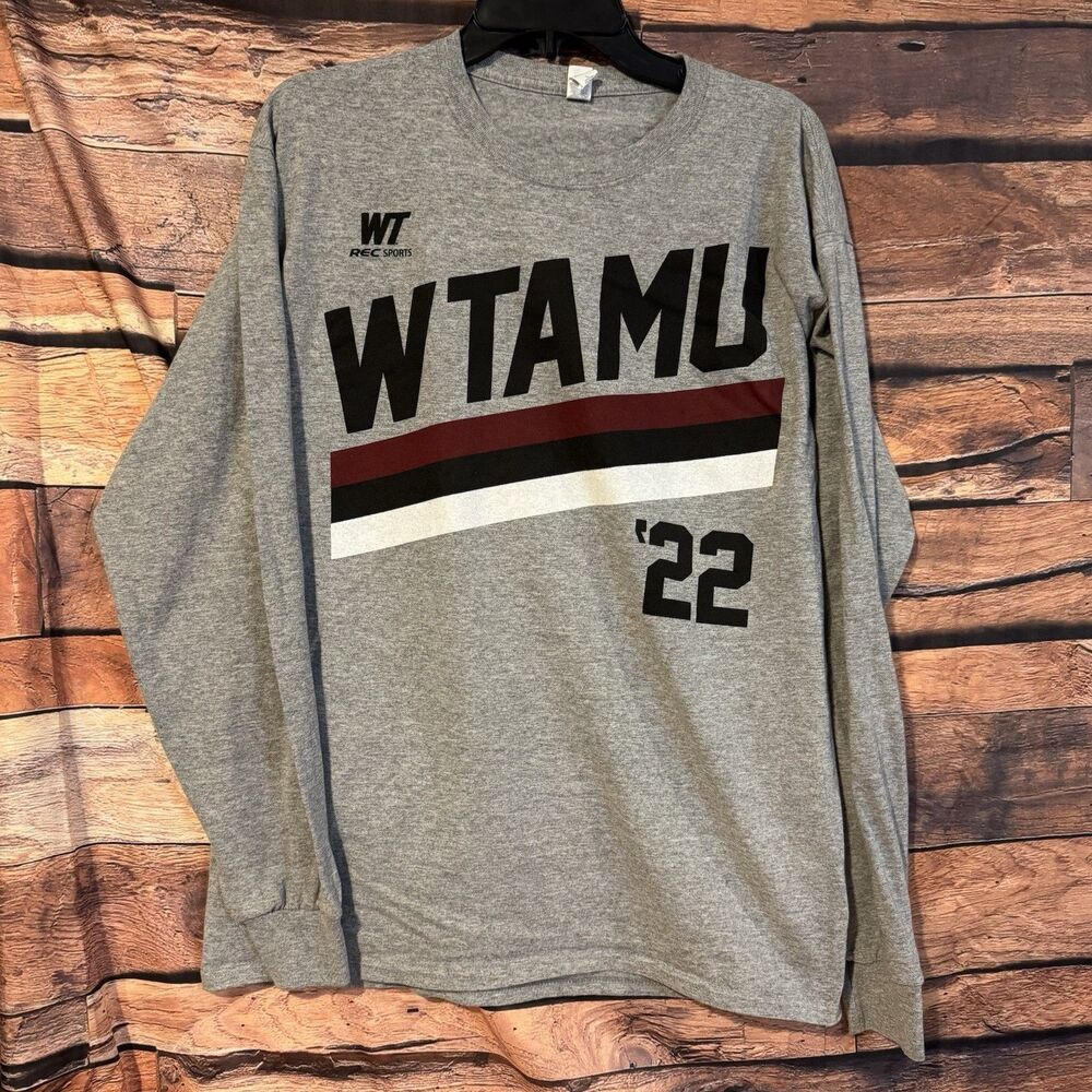 WTAMU Rec Sports Champion 22 Shirt Mens Large West Texas A&M Long Sleeve Gray